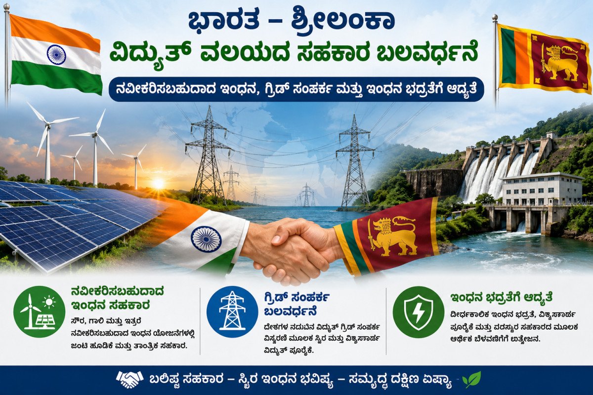 ಭಾರತ–ಶ್ರೀಲಂಕಾ ವಿದ್ಯುತ್ ವಲಯದ ಸಹಕಾರ ಬಲವರ್ಧನೆ: ನವೀಕರಿಸಬಹುದಾದ ಇಂಧನ, ಗ್ರಿಡ್ ಸಂಪರ್ಕ ಮತ್ತು ಇಂಧನ ಭದ್ರತೆಗೆ ಆದ್ಯತೆ