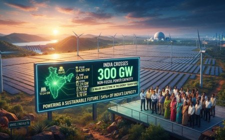 ಭಾರತದಲ್ಲಿ ಪಳೆಯುಳಿಕೆ ರಹಿತ ವಿದ್ಯುತ್ ಸಾಮರ್ಥ್ಯ 300 GW ಗಡಿ ದಾಟಿದೆ: ಇಂಧನ ರೂಪಾಂತರದಲ್ಲಿ ಪ್ರಮುಖ ಮೈಲಿಗಲ್ಲು