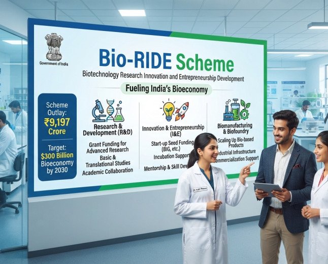 ಬಯೋ-ರೈಡ್ (Bio-RIDE) ಯೋಜನೆ: ಜೈವಿಕ ತಂತ್ರಜ್ಞಾನ ಮತ್ತು ಸುಧಾರಿತ ವೈದ್ಯಕೀಯ ಸಂಶೋಧನೆಗೆ ಬೃಹತ್ ಬೆಂಬಲ