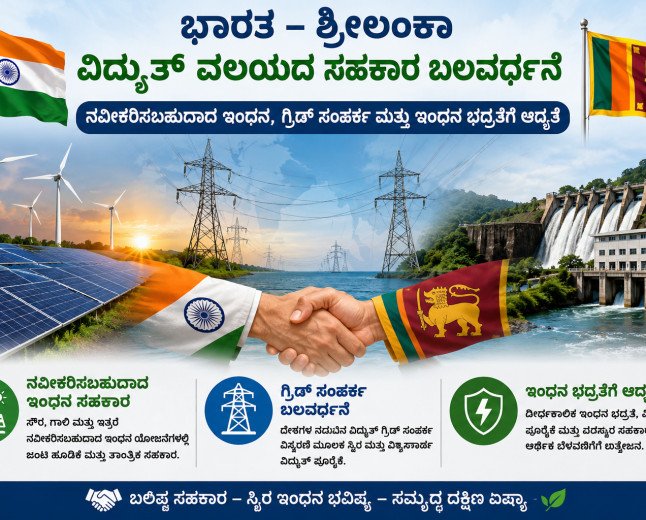 ಭಾರತ–ಶ್ರೀಲಂಕಾ ವಿದ್ಯುತ್ ವಲಯದ ಸಹಕಾರ ಬಲವರ್ಧನೆ: ನವೀಕರಿಸಬಹುದಾದ ಇಂಧನ, ಗ್ರಿಡ್ ಸಂಪರ್ಕ ಮತ್ತು ಇಂಧನ ಭದ್ರತೆಗೆ ಆದ್ಯತೆ